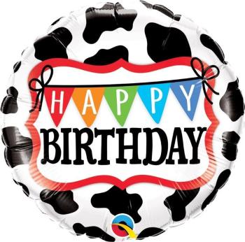 18" Happy Birthday Cow Pattern Foil Balloon