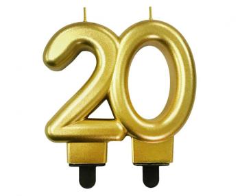 20 Years Metallic Gold Candle XiZ Party Supplies