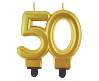 50 Years Metallic Gold Candle XiZ Party Supplies