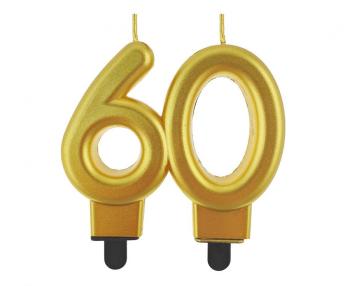 60 Years Metallic Gold Candle