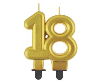 18 Years Metallic Gold Candle XiZ Party Supplies