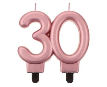 30 Years Rose Gold Metallic Candle XiZ Party Supplies
