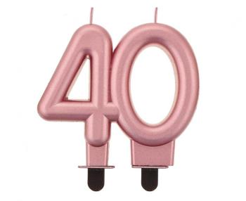 40 Years Rose Gold Metallic Candle XiZ Party Supplies
