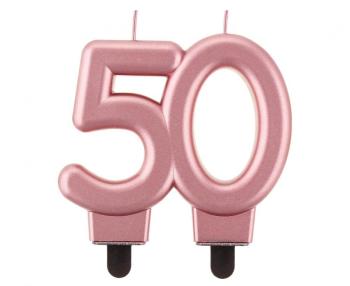 50 Years Rose Gold Metallic Candle XiZ Party Supplies