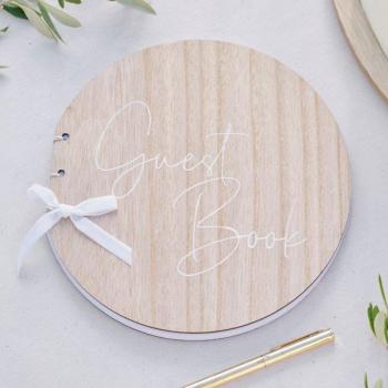 Round Wooden Wedding Book of Honor