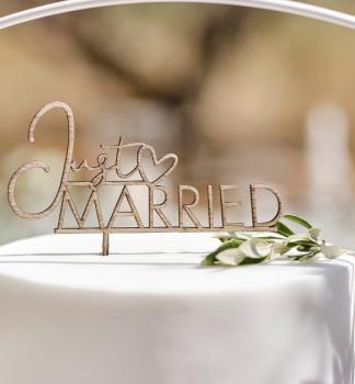 Just Married Wooden Cake Topper