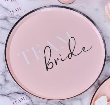 Team Bride Pink and Black Plates
