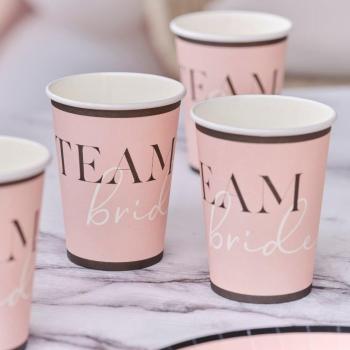 Pink and Black Team Bride Cups