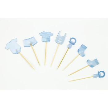 Blue Baby-Shower CupCake Toppers Tim e Puce