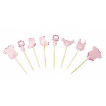 Pink Baby-Shower CupCake Toppers Tim e Puce