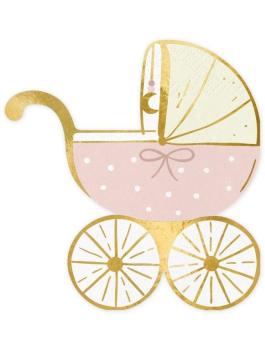 Pink Baby Stroller Napkins PartyDeco