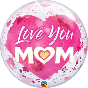 Bubble 22" Love You Mom Pink Qualatex