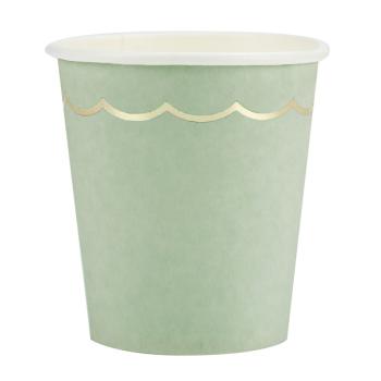 Gold Rim Cups - Olive Green