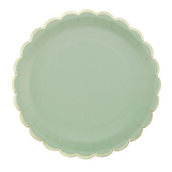 23cm Plates with Gold Rim - Olive Green Tim e Puce