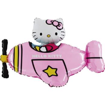 Balão Foil 35" Hello Kitty Rosa no Avião Grabo