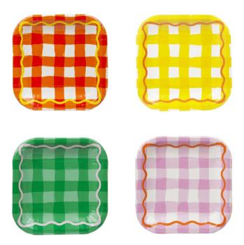 Colorful Checkered Plates Talking Tables