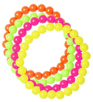 Set of 4 Bracelets with Neon Polka Dots