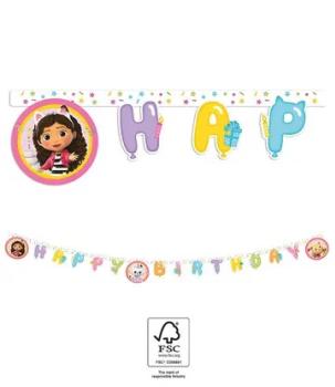 Guirnalda de happy birthday de la casa de muñecas de Gabby Decorata Party