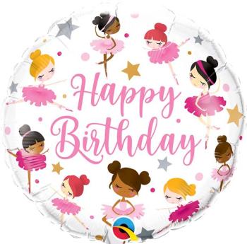 Balão Foil 18" Happy Birthday Bailarinas