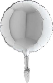 9" Round Foil Balloon - Grabo Silver