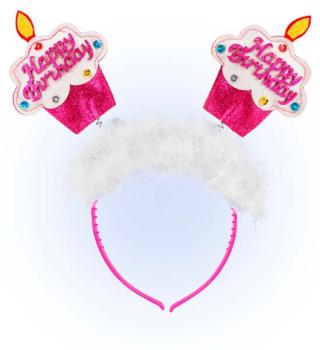 Pink Happy Birthday CupCake Headband Widmann