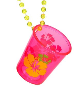 Neon Hibiscus Shot Glass Necklace