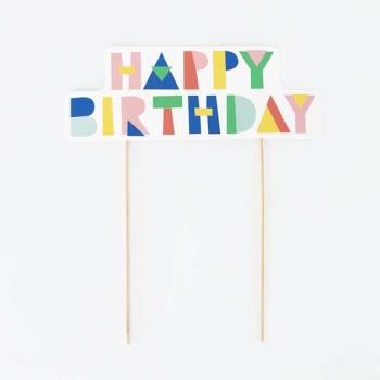 Topo de Bolo Happy Birthday Multicor