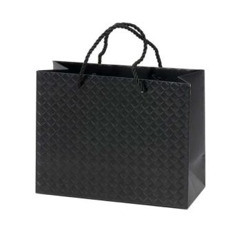 Brigitte Medium Wide Paper Bag - Black XiZ Party Supplies