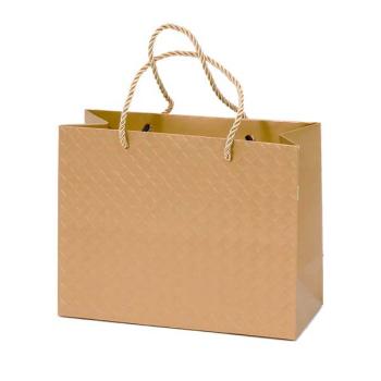 Brigitte Medium Wide Paper Bag - Gold XiZ Party Supplies
