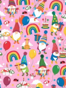 Pink Gnomes Wrapping Paper Roll XiZ Party Supplies