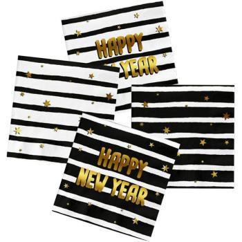 Happy New Year Striped Napkins Folat
