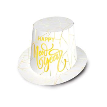 Sombrero de copa Prestige blanco y oro Beistle