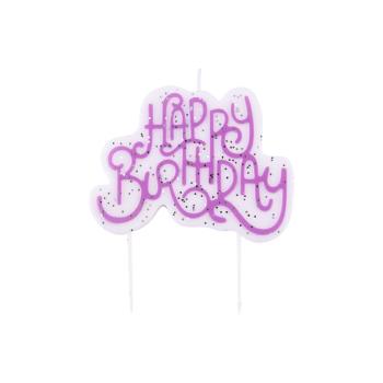 Pink Shiny Happy Birthday Candle