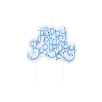 Blue Shiny Happy Birthday Candle PME