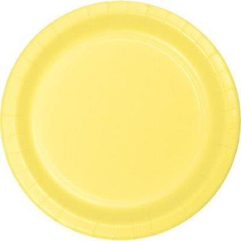 24 Pratos de Cartão 23cm - Amarelo
