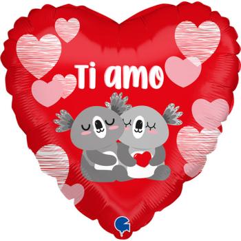 18" Ti Amo Koalas Heart Foil Balloon Grabo