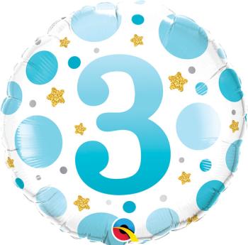 18" 3rd Birthday Blue Foil Balloon Qualatex