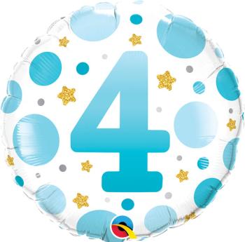 18" 4th Birthday Blue Foil Balloon
