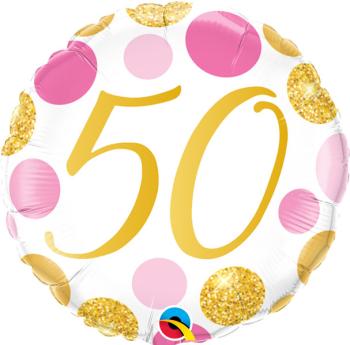 Foil Balloon 18" 50 Years Rainbow Confetti Qualatex