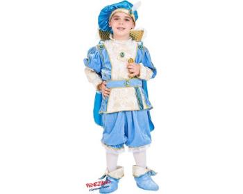Blue Principe Carnival Costume - Velvet - 3 Years