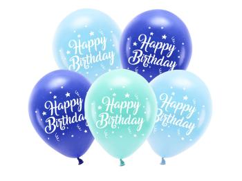 Happy Birthday Mix Blue Latex Balloons