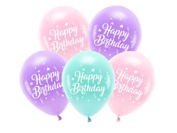 Happy Birthday Mix Pink Latex Balloons