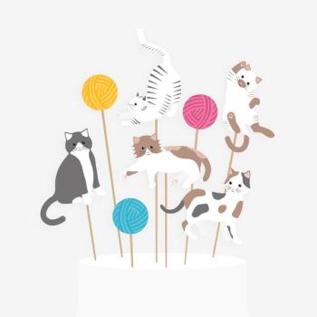 Cats at a Party Cake Toppers My Little Day