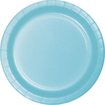 24 Small Colorful Cardboard Plates - Baby Blue