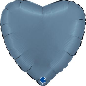 Foil Balloon 18" Satin Heart - Blue Jeans Grabo