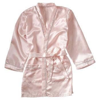 Pink Satin Embroidered Dressing Gown - 9-12yrs