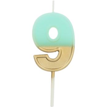 Candle Retro Number 9 Light Blue