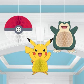 3 Honeycomb Decorations Pokémon 2024 Paper Amscan