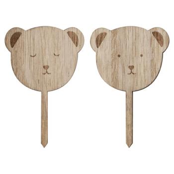 Wooden Teddy Bear Baby Shower Cupcake Toppers GingerRay
