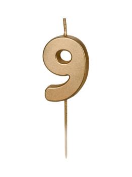 Gold Birthday Party Candle Number nº9